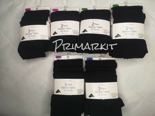 GIRLS OPAQUE BLACK TIGHTS 40 DEN 3 PAIR 