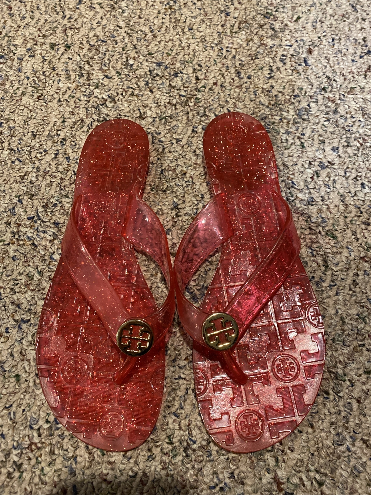 Tory Burch Thora Glitter Jelly Thong Sandals Size 7 Gem