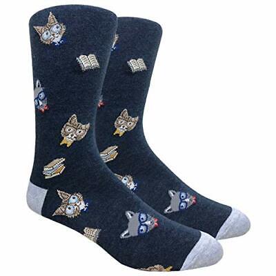 Novelty Fun Crew Print Socks for Dress or Casual Cat Lovers Navy #92A