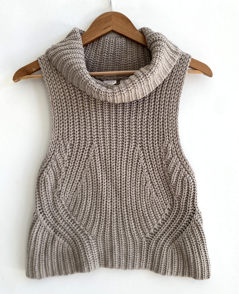 SOME DAYS LOVIN Taupe Chunky Knit Sleeveless Turtle Neck Sweater Size S