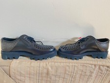 NIB Emporio Armani Mens Studded Perforated Leather Lug Sole Navy Blue Shoes 9/42