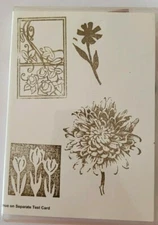 Flowers Unmounted Rubber Stamp Set of 4 Tulips Roses  