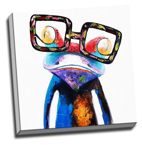 Framed Canvas Printing Modern Abstract Animals Frog with Glasses painting art - Picture 3 of 8