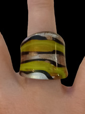 Artisan Made Size 9 Art Glass Chunky Statement Ring