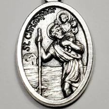 24 Inch St. Christopher Medal Beaded Necklace for Men, Women and Children.