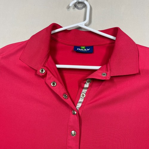 Daily Sports Golf Polo Shirt Pink Lightweight Short Sleeve Top Womens Medium M - Picture 5 of 13