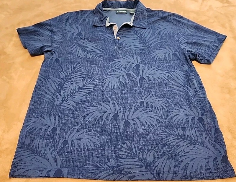 Cubavera mens Hawaiian polo shirt XXL Blue short sleeve 2xl short sleeve