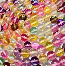 8mm Glass Beads Bulk for Bracelet Making Round Rainbow Moonstone 300 pcs