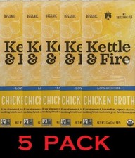 5x Kettle  Fire ORGANIC CHICKEN BROTH Cooking Broth LOW SODIUM - 32 oz 5 PACK