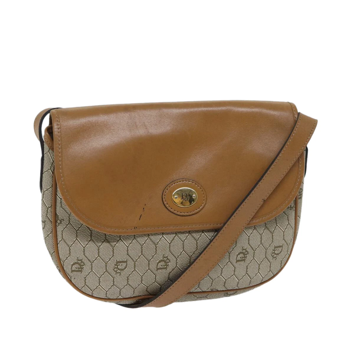 Sac à bandoulière Dior en toile beige nid d'abeille authentique