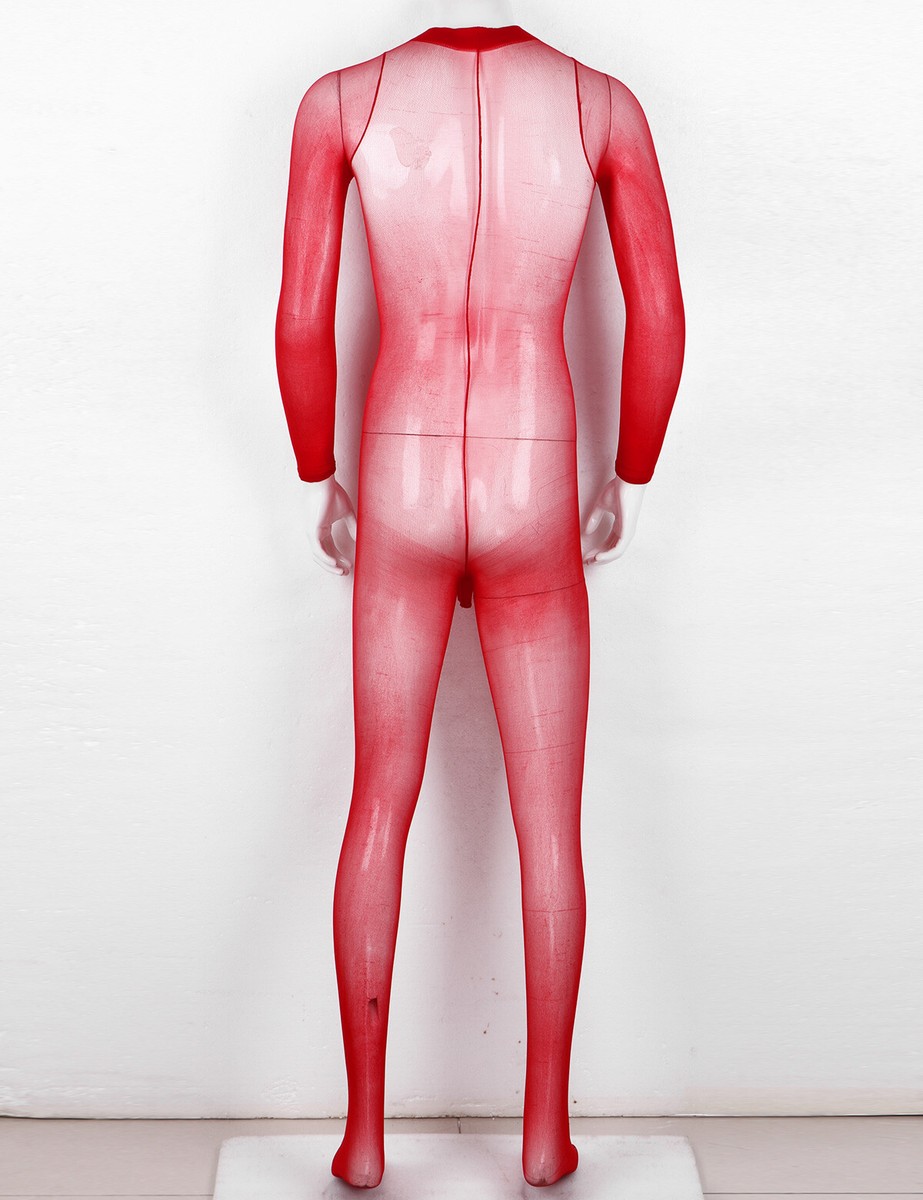 Mens One-piece Body Stocking Open Penis Sheath Bodysuit Stretchy Pantyhose  Party | eBay