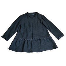 Hallhuber Black Jacket Size 12 Woven Open Loose Fit Occasion Embroider