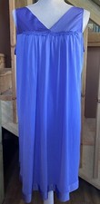 VANITY FAIR Purple Silky Nylon Nightgown Sleeveless V-neck Satin Floral Band M