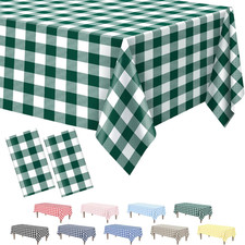 2 Pack Green Gingham Tablecloth, 54 x 108 Inches Green and White Checkered Table