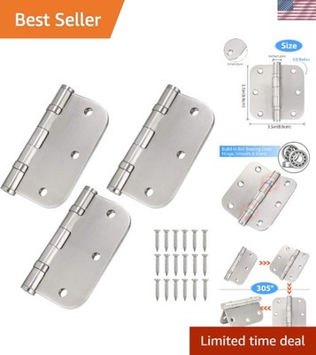 Stainless Steel Door Hinges 3.5'' x 3.5'', 3-Pack Ball Bearing Design