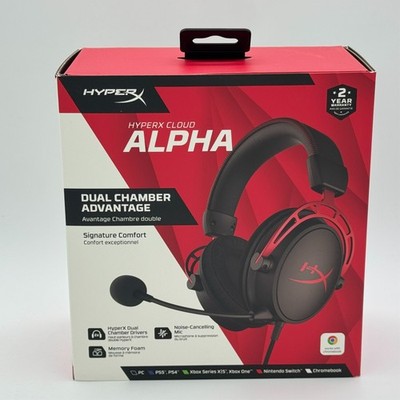 HyperX Cloud Alpha Gaming Headset - Dual Chamber Drivers - PC, PS5, Xbox - Red