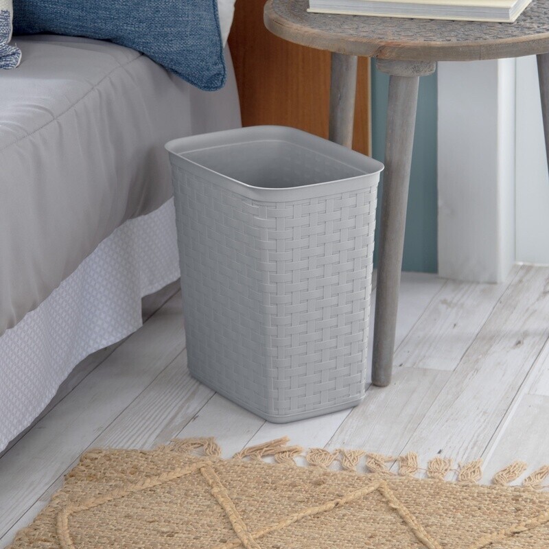 Weave Decorative Trash Can Plastic Wastebasket Ideal Bedroom Office Indoor Use
