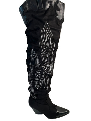 Cape Robbin Icona Black Western Slouch Thigh High Cowboy Boot Women's Size 7.5