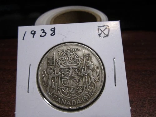 1938 - Canada Silver Half Dollar - Canadian 50 cent coin