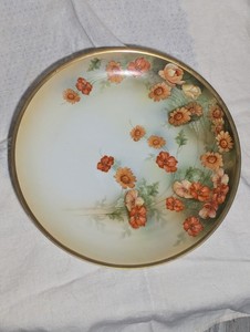Vintage RS Prussia Germany Daisy Floral Hand-painted 11 3/4" CHARGER Plate