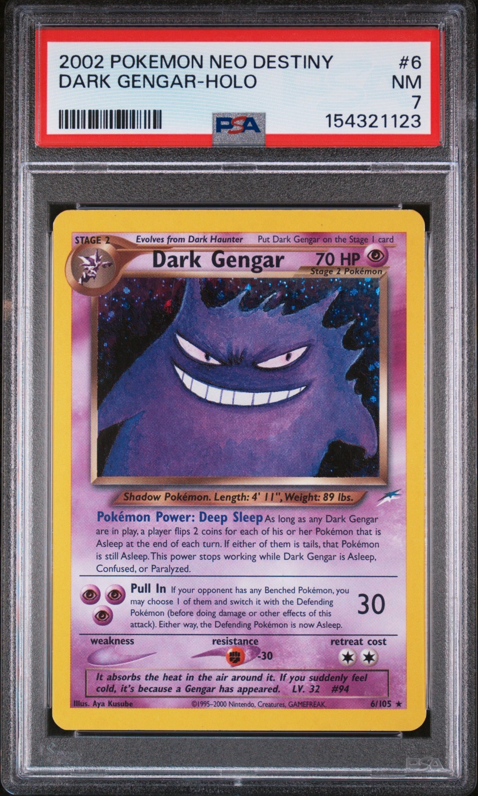 PSA 7 NM Dark Gengar Holo Neo Destiny 6/105 Pokemon Card TCG