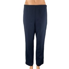 Mango MNG Women's Navy Blue High Rise Straight Leg Trouser Office Dress Pants M