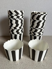 45 Black & White Stripe Paper Muffin Cupcake Cases Baking Cups Halloween Goth