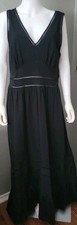 Land's End Black Knit Maxi Dress Sleeveless Tank Size 14-16 L Tall Cutout EUC