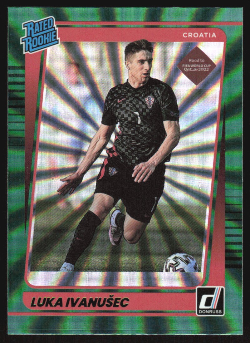 2021 Donruss Rated Rookie Green Laser Luka Ivanusec RC #200 Croatia