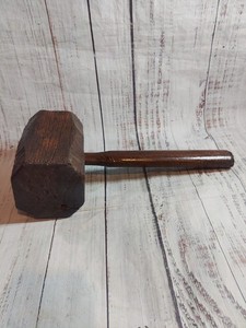Antique Vintage Wood Carpenter Mallet Maul Hammer Wooden Primitive