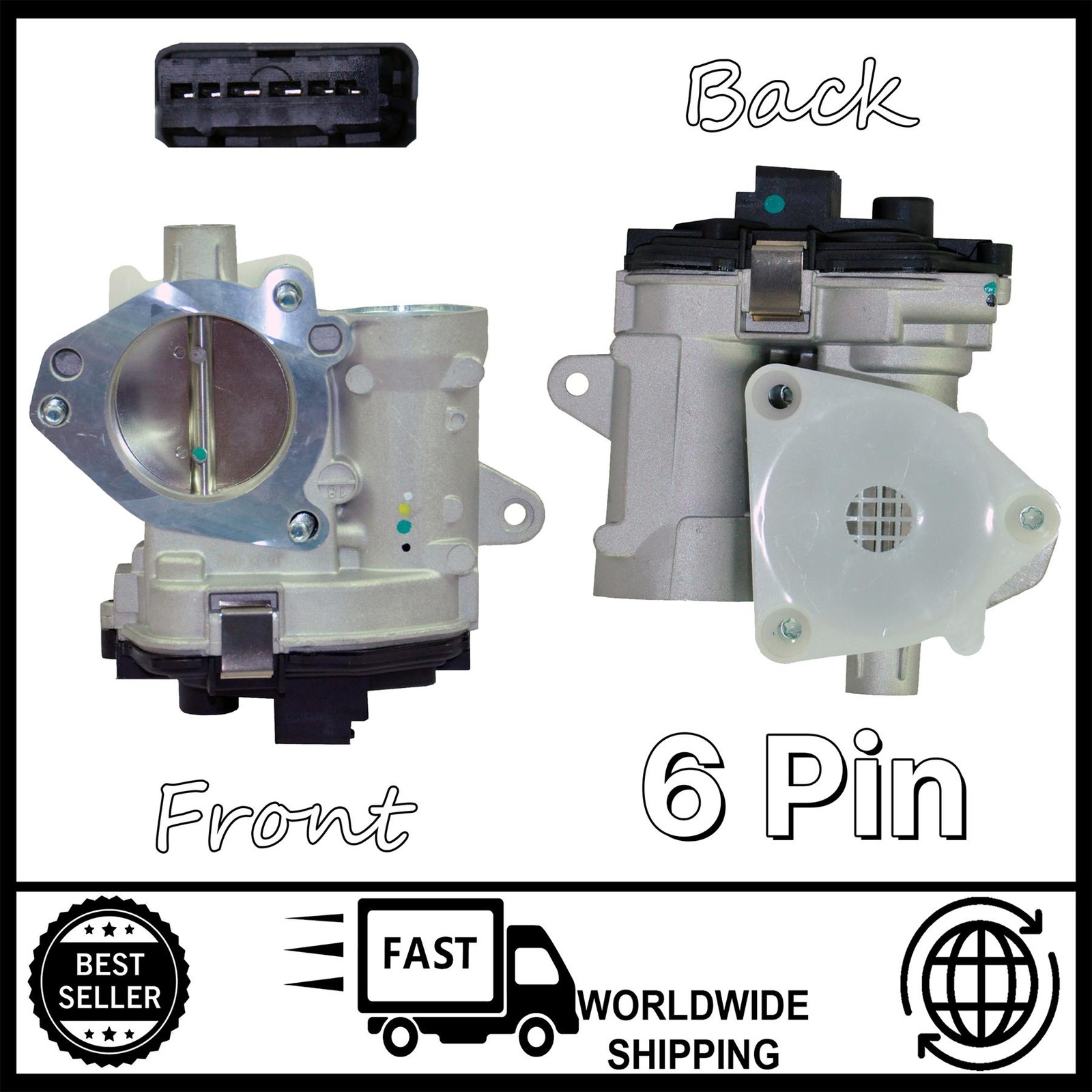 OE 9647925480 Throttle Body 6-Pin Citroen C2 C3 C4 & Peugeot 206 207 307 1.4 16V