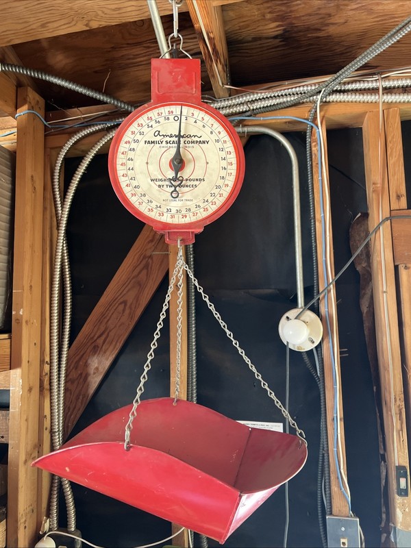 Vintage American Family Scale Hanging Scoop  Basket 60lb. Red