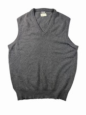 Vintage Brooks Brothers Cashmere Sweater Vest Mens 42 Gray V-Neck Made England