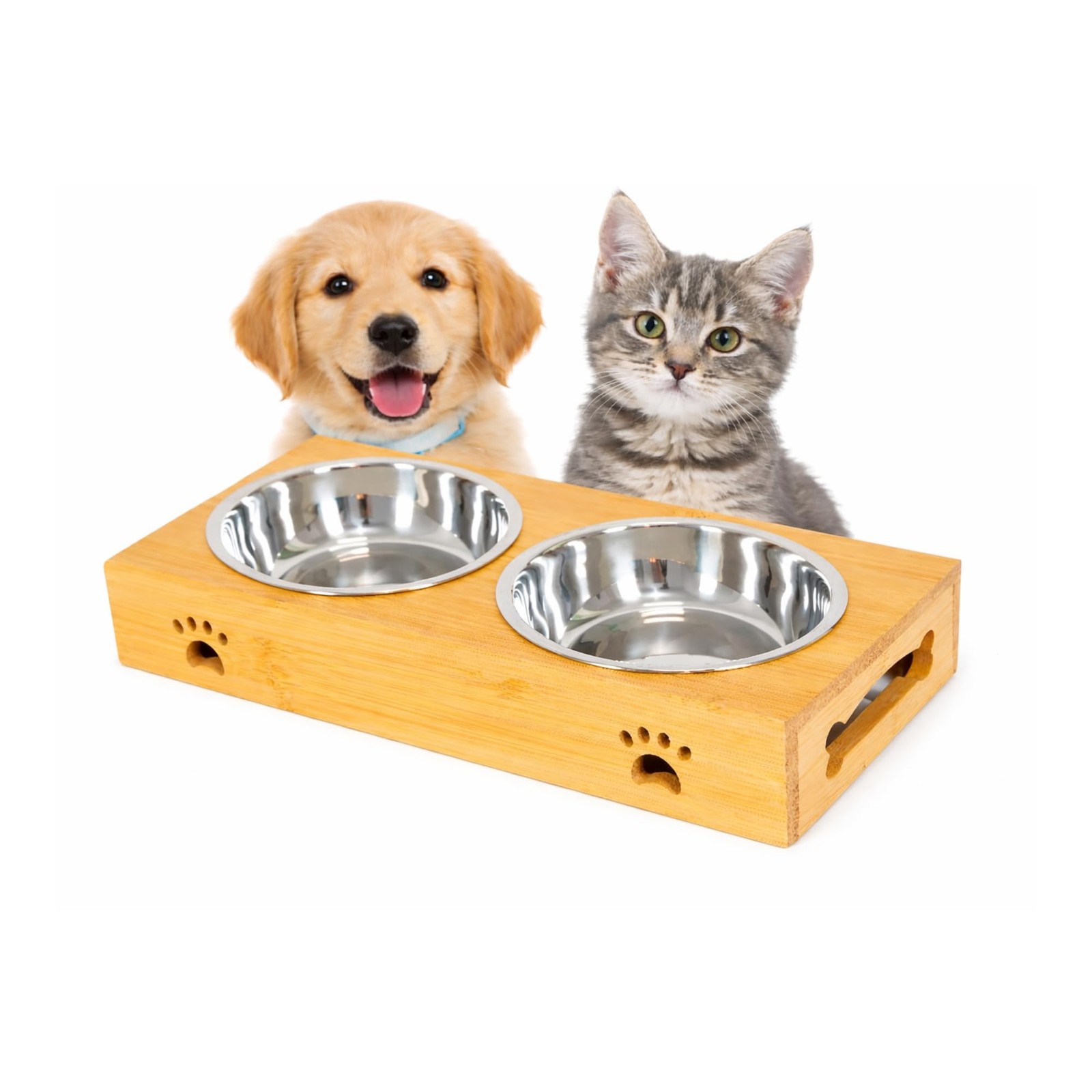 Gamelle chien double bol inox antidérapant et anti-renversement taille M