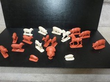 VTG 1950 auburn rubber farm animal lot brown white calf horse pig turkey sheep