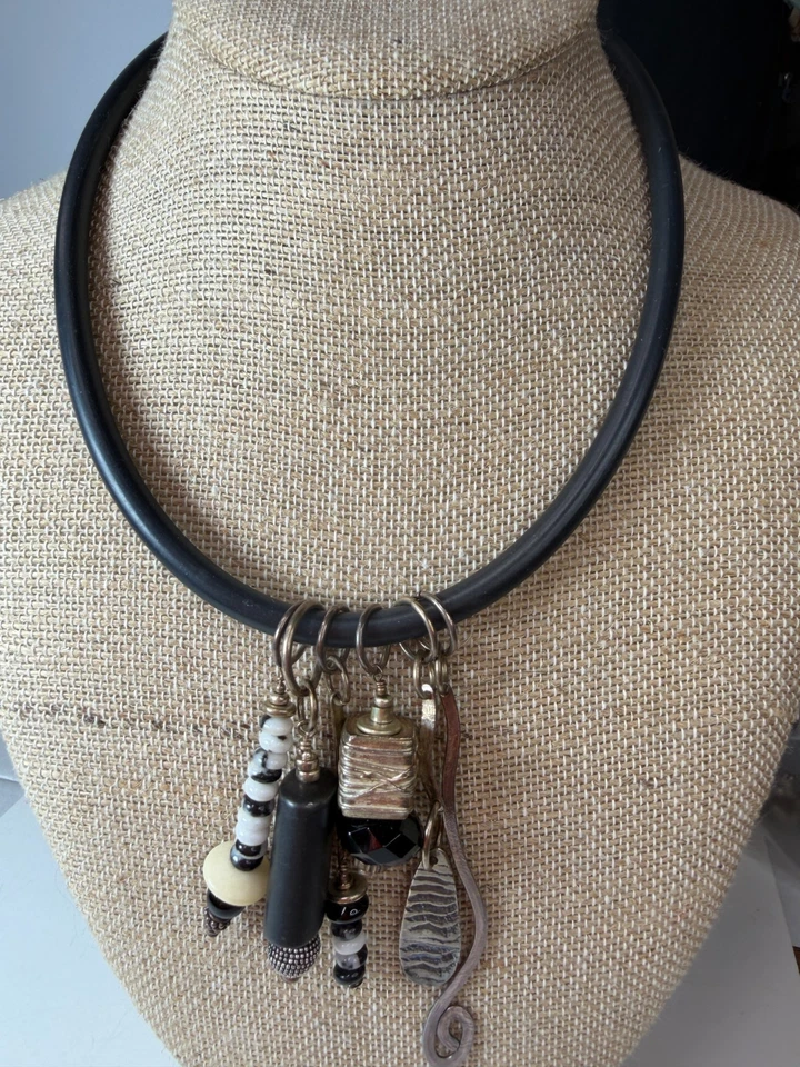 Gargantilla de goma collar plata esterlina colgante arte para usar formas dijes Foto 2 de 4