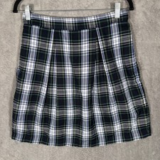 Lands End Navy Green Plaid Pleated School Uniform Mini Skirt 4 Fall Heritage