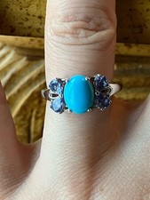 Sleeping Beauty Turquoise Tanzanite Sterling Silver Ring Size 7