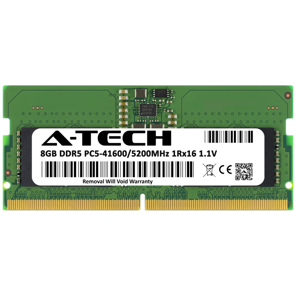 A-Tech 8GB PC5-41600 DDR5 5200 MHz Non-ECC SODIMM 288-Pin Laptop Memory RAM 1x - Image 2 of 4