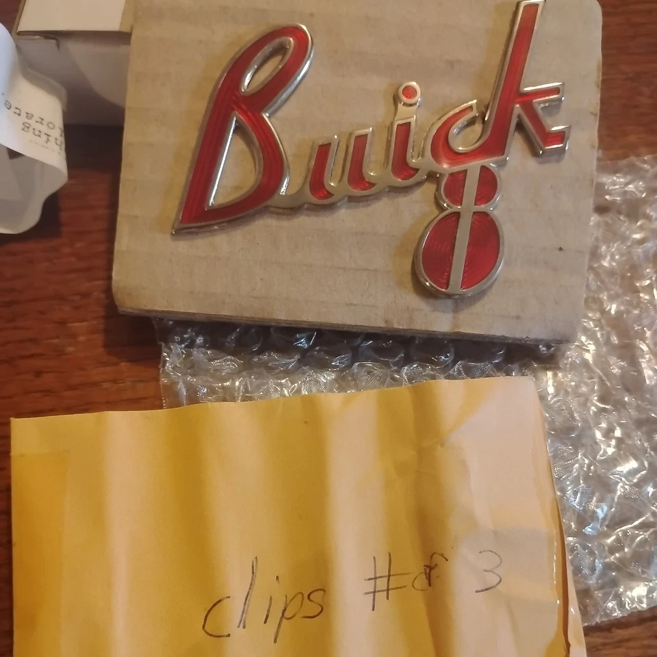 Buick 8 Grill Emblem 1937 placa de identificación OEM original Cloisonne Fox Co Foto 2 de 3