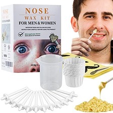 Nose Wax Kit for Men Women, Nose Hair Removal Waxing Kit Eyebrows Ears A-White
