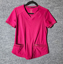 FORM by Cherokee Womens Scrub Top V-Neck Short Sleeve Pockets Pink S