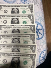 Billetes de 1 Dollar Consecutive Numbers Consecutive Series