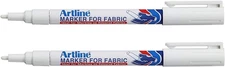 Artline White Permanent Fabric Markers pen for 1 Count (Pack of 2), white 