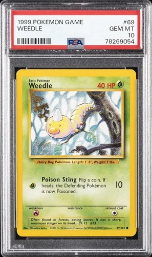 1999 POKEMON BASE SET UNLIMITED #69 WEEDLE PSA 10