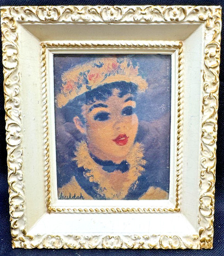 VTG-1950's "Yvonne" Textured Print/colored Lithograph-Signed Huldah