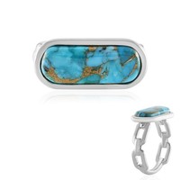 Cavill Ring 4,2Ct Blauer Mohave TüRkis Platiniertes 925 Silber Damen