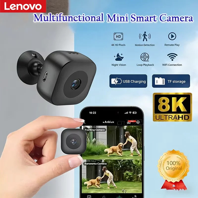 Lenovo 8K Mini WiFi Monitor Security Camera High Definition Full