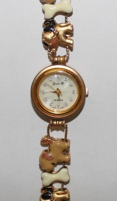 Collectible Jennie B Ladies Slider Charm Watch Dogs Bones Made