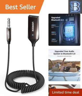 Bluetooth 6.0 Adapter - 3.5mm Receiver for Hands-Free Calls & Music Streaming